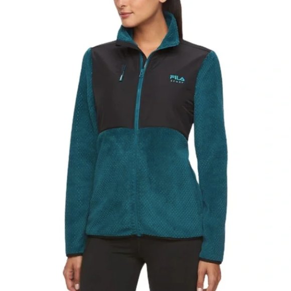 Fila Jackets & Blazers - FILA SPORT Women's Teal Cloud Peak Fleece Jacket
